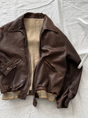1950s Original British Leather Cyclist Lined Jacket