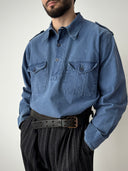 1960s Swedish Military Half Placket Work Shirt