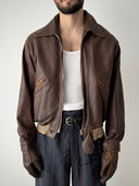 1950s Original British Leather Cyclist Lined Jacket