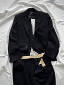 1940s European Single Breasted Three Piece Black Wool Suit