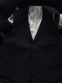 1940s European Single Breasted Three Piece Black Wool Suit