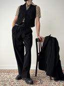 1940s European Single Breasted Three Piece Black Wool Suit