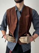 Vintage European Brown Suede Leather Vest