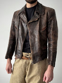 1960s German Motorcycle Faded Brown Leather Jacket