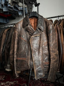 1960s German Motorcycle Faded Brown Leather Jacket