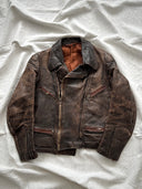 1960s German Motorcycle Faded Brown Leather Jacket