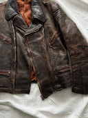 1960s German Motorcycle Faded Brown Leather Jacket